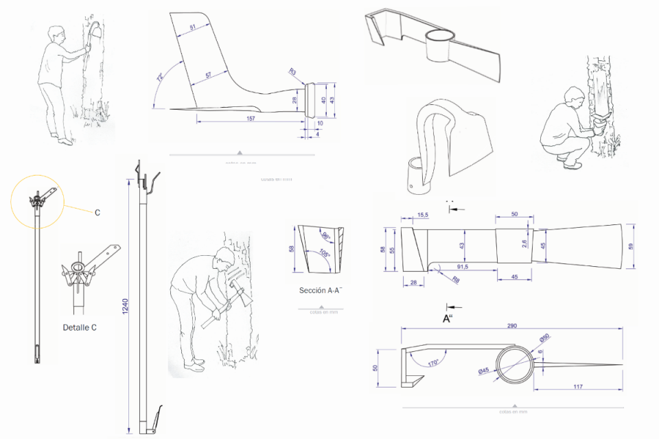 Data sheets for the manufacture of resin extraction tools