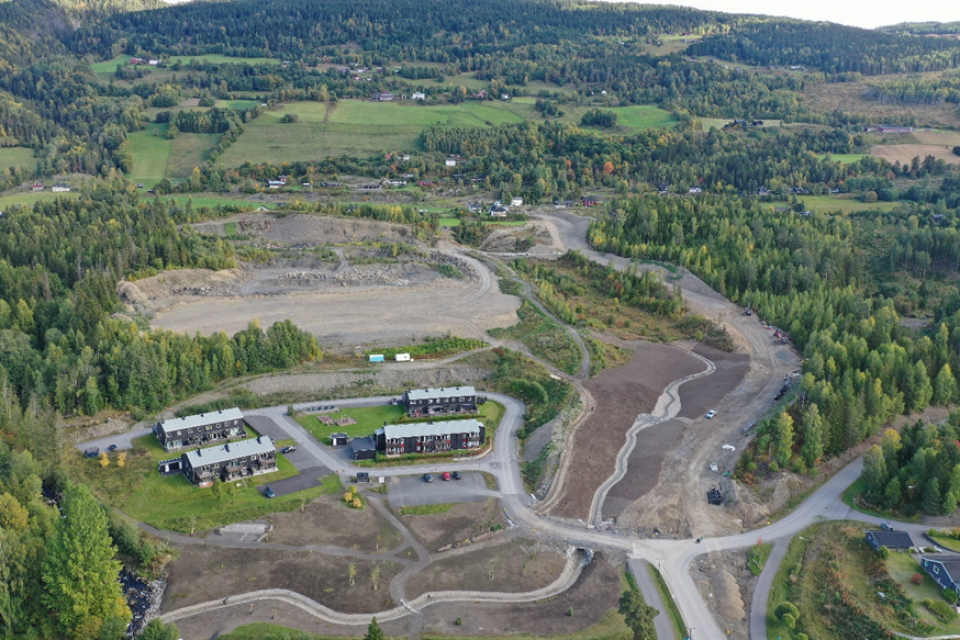 Drone photos of the Trodalen site after completion of the interventions, but before planting is fully completed