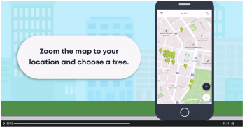 Screenshot of Novoville App showing how to select a tree in Athens.